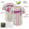 Custom Cream Navy Pinstripe Pink Authentic Baseball Jersey