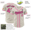 Custom Cream Black Pinstripe Pink Authentic Baseball Jersey