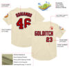 Custom Cream Red-Navy Mesh Authentic Throwback Baseball Jersey
