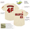 Custom Cream Red-Black Mesh Authentic Throwback Baseball Jersey