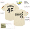 Custom Cream Black Mesh Authentic Throwback Baseball Jersey