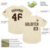 Custom Cream Brown Mesh Authentic Throwback Baseball Jersey