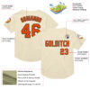 Custom Cream Orange-Black Mesh Authentic Throwback Baseball Jersey