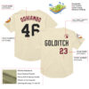 Custom Cream Black-Crimson Mesh Authentic Throwback Baseball Jersey