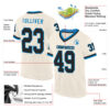 Custom Cream Black-Blue Mesh Authentic Throwback Football Jersey