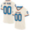 Custom Cream Blue-Orange Mesh Authentic Throwback Football Jersey