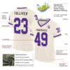 Custom Cream Purple-Gray Mesh Authentic Throwback Football Jersey