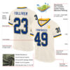 Custom Cream Royal-Gold Mesh Authentic Throwback Football Jersey