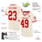 Cream0856-1 Custom Cream Red-White Mesh Authentic Throwback Football Jersey