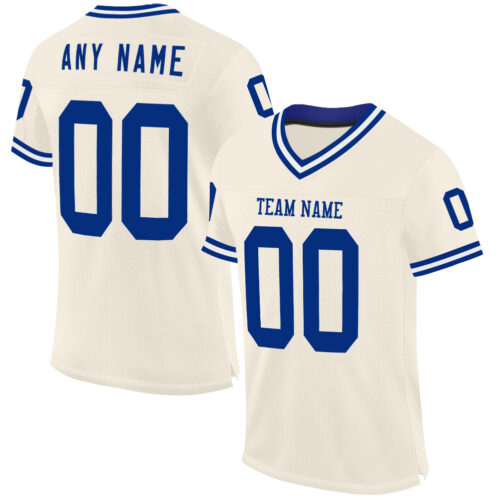 Cream0859 Custom Cream Royal-White Mesh Authentic Throwback Football Jersey