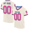 Custom Cream Pink Black-Light Blue Mesh Authentic Throwback Football Jersey