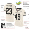 Custom Cream Black-White Mesh Authentic Throwback Football Jersey