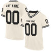 Custom Cream Black-White Mesh Authentic Throwback Football Jersey