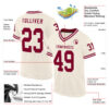 Custom Cream Maroon-White Mesh Authentic Throwback Football Jersey