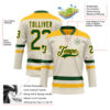 Custom Cream Green-Gold Hockey Lace Neck Jersey