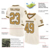 Custom Cream Old Gold-Black Mesh Authentic Throwback Football Jersey