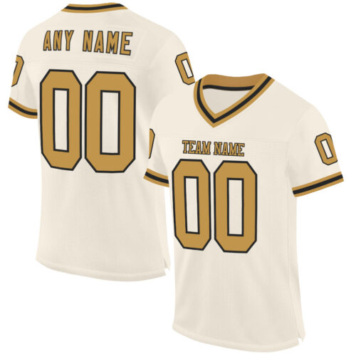 Cream0898 Custom Cream Old Gold-Black Mesh Authentic Throwback Football Jersey