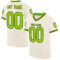 Custom Cream Neon Green-Black Mesh Authentic Throwback Football Jersey