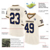 Custom Cream Navy-Old Gold Mesh Authentic Throwback Football Jersey