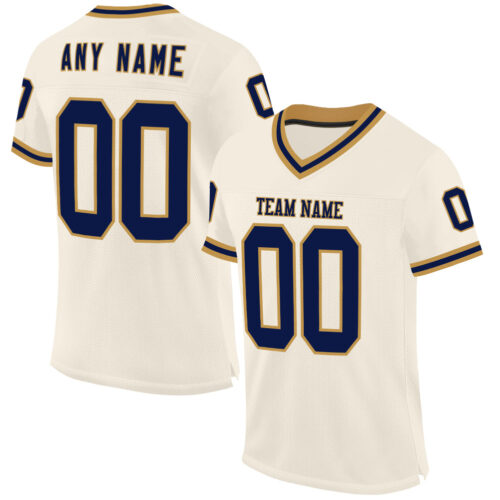 Cream0904 Custom Cream Navy-Old Gold Mesh Authentic Throwback Football Jersey