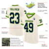 Custom Cream Navy-Neon Green Mesh Authentic Throwback Football Jersey