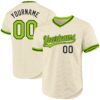 Custom Cream Neon Green-Black Authentic Throwback Baseball Jersey