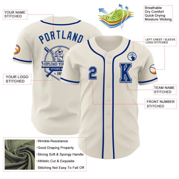 Custom Cream Royal Authentic Baseball Jersey