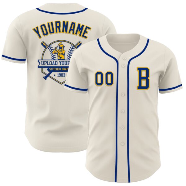 Custom Cream Royal-Gold Authentic Baseball Jersey
