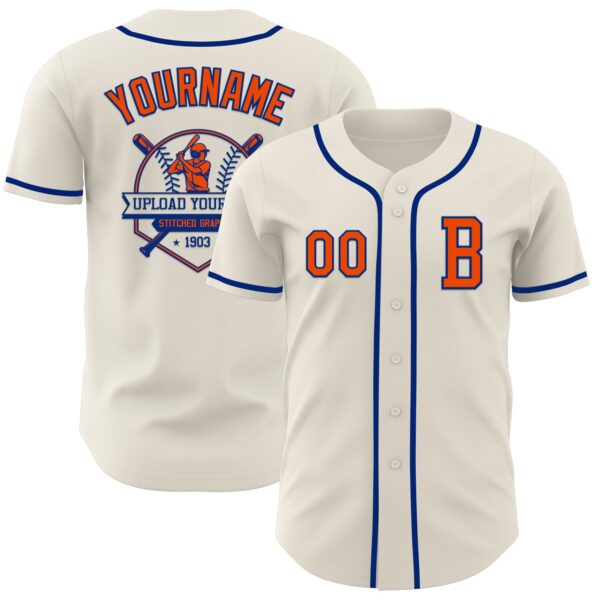 Custom Cream Orange-Royal Authentic Baseball Jersey