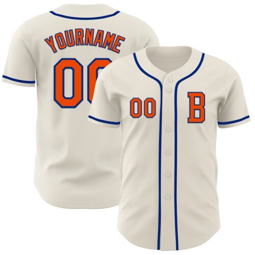 Cream0975_83253a1c-dd9a-4587-9fac-0a114bf5410d Custom Cream Orange-Royal Authentic Baseball Jersey
