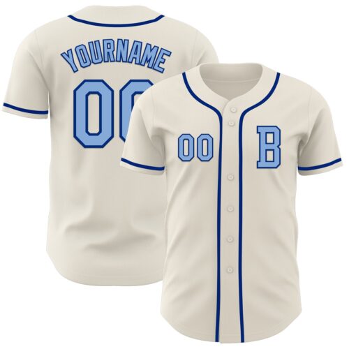Cream0977_30cd5f08-cde8-40a4-aefb-ff1c0ac5a3bb Custom Cream Light Blue-Royal Authentic Baseball Jersey