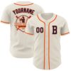 Custom Cream Navy-Orange Authentic Baseball Jersey