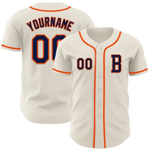 Cream0979_307c3d0f-512d-472f-adc6-387971005dec Custom Cream Navy-Orange Authentic Baseball Jersey