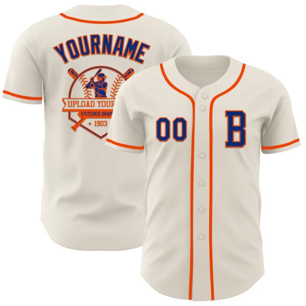 Custom Cream Royal-Orange Authentic Baseball Jersey