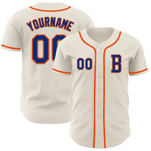 Cream0980_408221be-da21-424d-aa96-47b1cd6fdeba Custom Cream Royal-Orange Authentic Baseball Jersey
