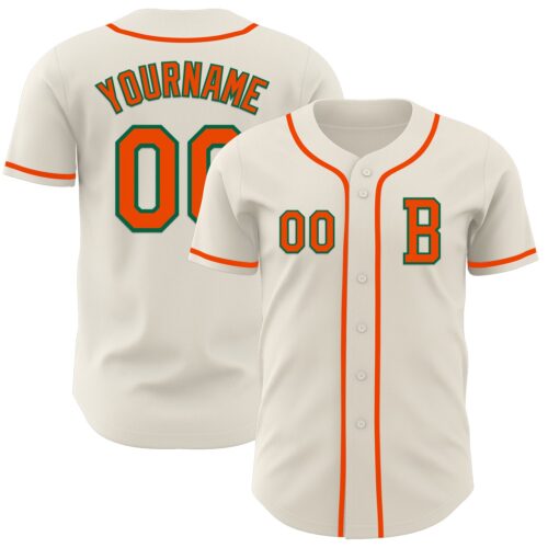 Cream0981_5e9cb356-926c-4957-83a5-c6214ff20577 Custom Cream Orange-Kelly Green Authentic Baseball Jersey