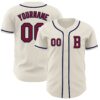 Custom Cream Crimson-Navy Authentic Baseball Jersey