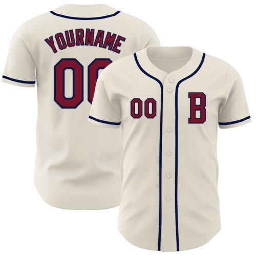 Cream0983_95b9a32f-c55a-4e23-882b-cf9ff6597635 Custom Cream Crimson-Navy Authentic Baseball Jersey