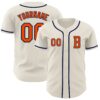 Custom Cream Orange-Navy Authentic Baseball Jersey