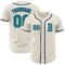 Custom Cream Teal-Navy Authentic Baseball Jersey