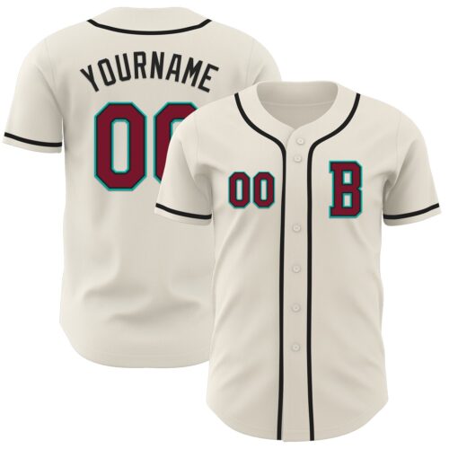 Cream0995_746d9a11-23e6-462a-8aa0-28c915cc2717 Custom Cream Crimson Black-Aqua Authentic Baseball Jersey