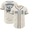 Custom Cream Light Blue-Black Authentic Baseball Jersey