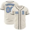 Custom Cream Light Blue-Black Authentic Baseball Jersey
