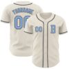 Custom Cream Light Blue-Steel Gray Authentic Baseball Jersey