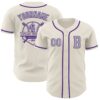 Custom Cream Gray-Purple Authentic Baseball Jersey