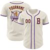 Custom Cream Purple-Gold Authentic Baseball Jersey