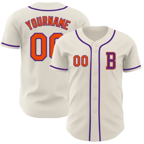 Cream1008_d514968c-967d-4137-90b6-a7f52becb2dc Custom Cream Orange-Purple Authentic Baseball Jersey