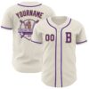 Custom Cream Purple-Old Gold Authentic Baseball Jersey