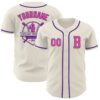 Custom Cream Pink-Purple Authentic Baseball Jersey