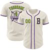 Custom Cream Neon Green-Purple Authentic Baseball Jersey